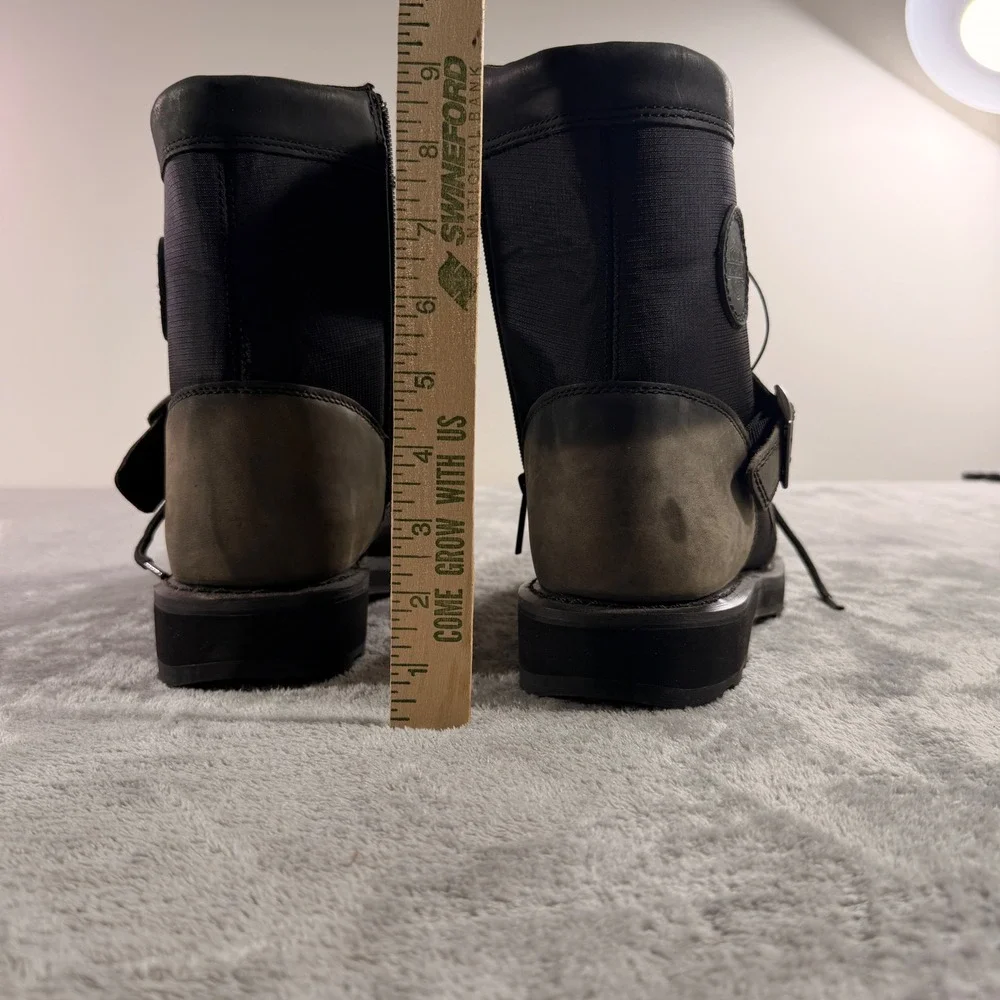 Harley-Davidson Riding Boots Men 12 Black Grey Leather Side Zip D93786